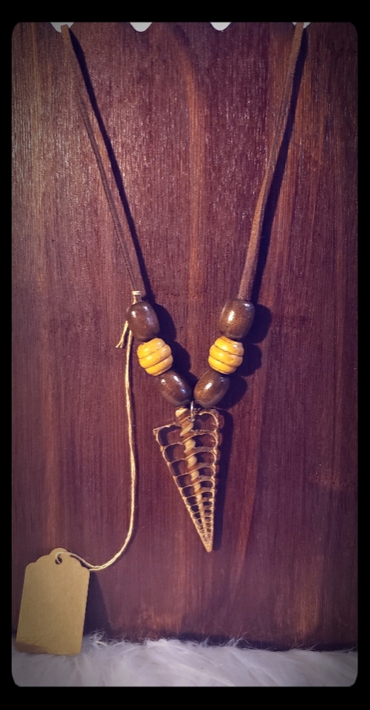 Handmade Leather Necklace w/ Glass Pendant